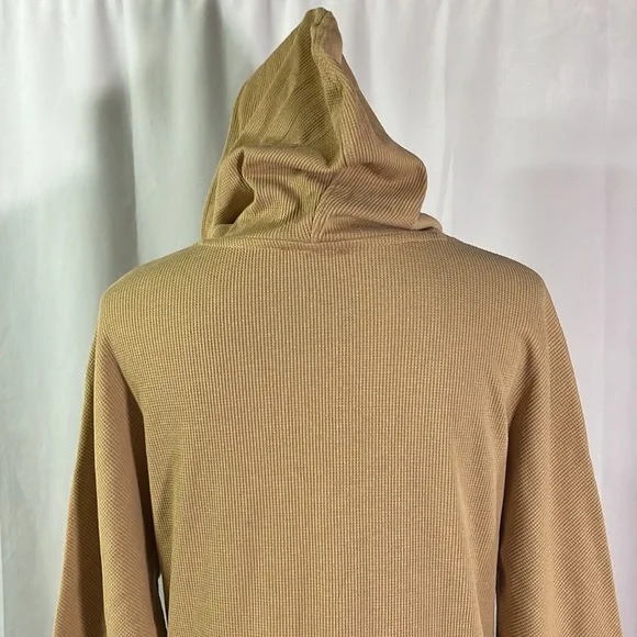 Jones New York Camel Tan Waffle Knit Thermal 3/4 Sleeve Hooded Pullover - Picture 10 of 16